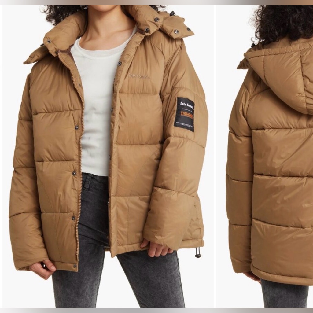 Iets Frans Thermore Insulated Puffer Jacket $124 Fall Winter Cozy Warm Brown
